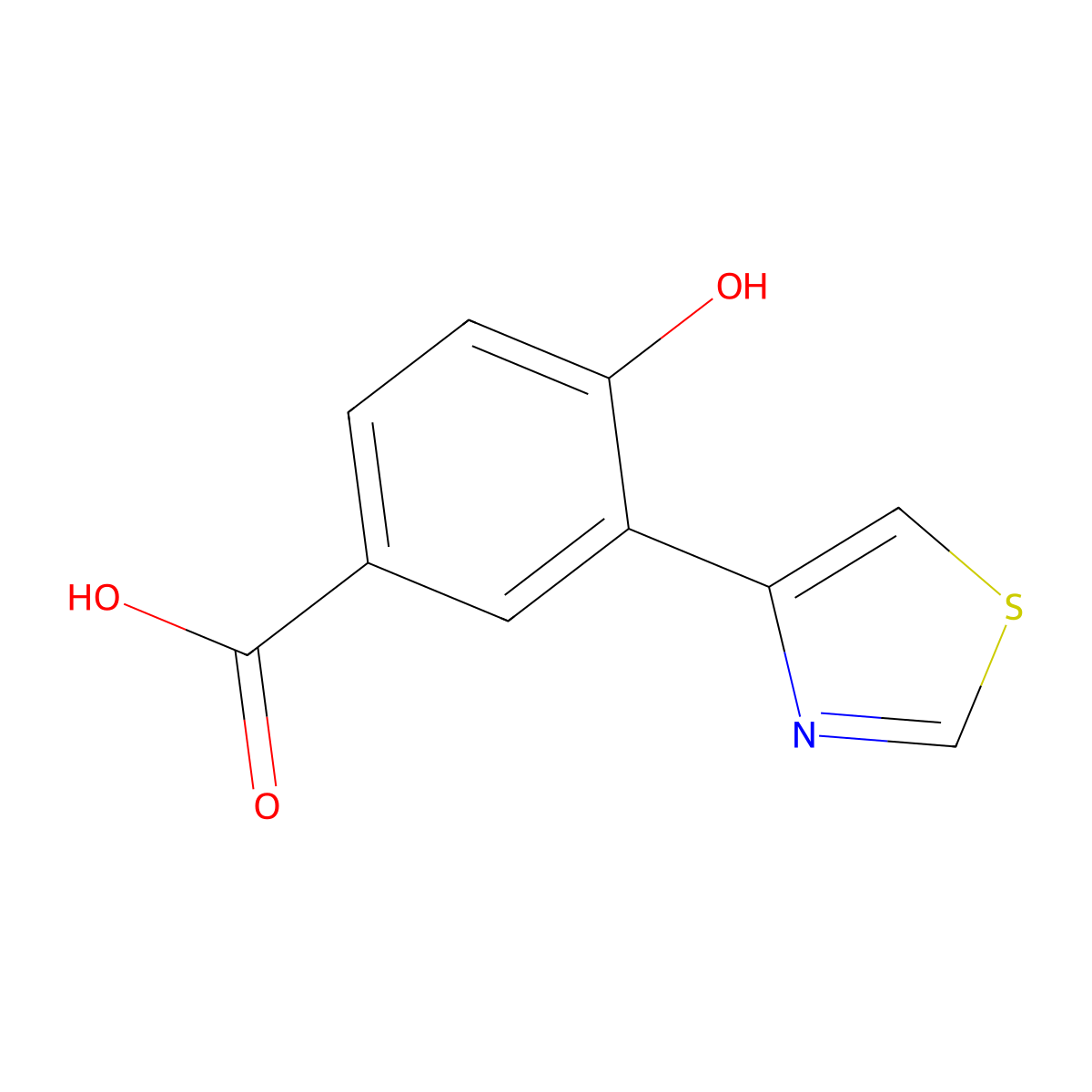 4-Hydroxy-3-(thiazol-4-yl)benzoic acid molecular structure, CAS 1387565-75-4
