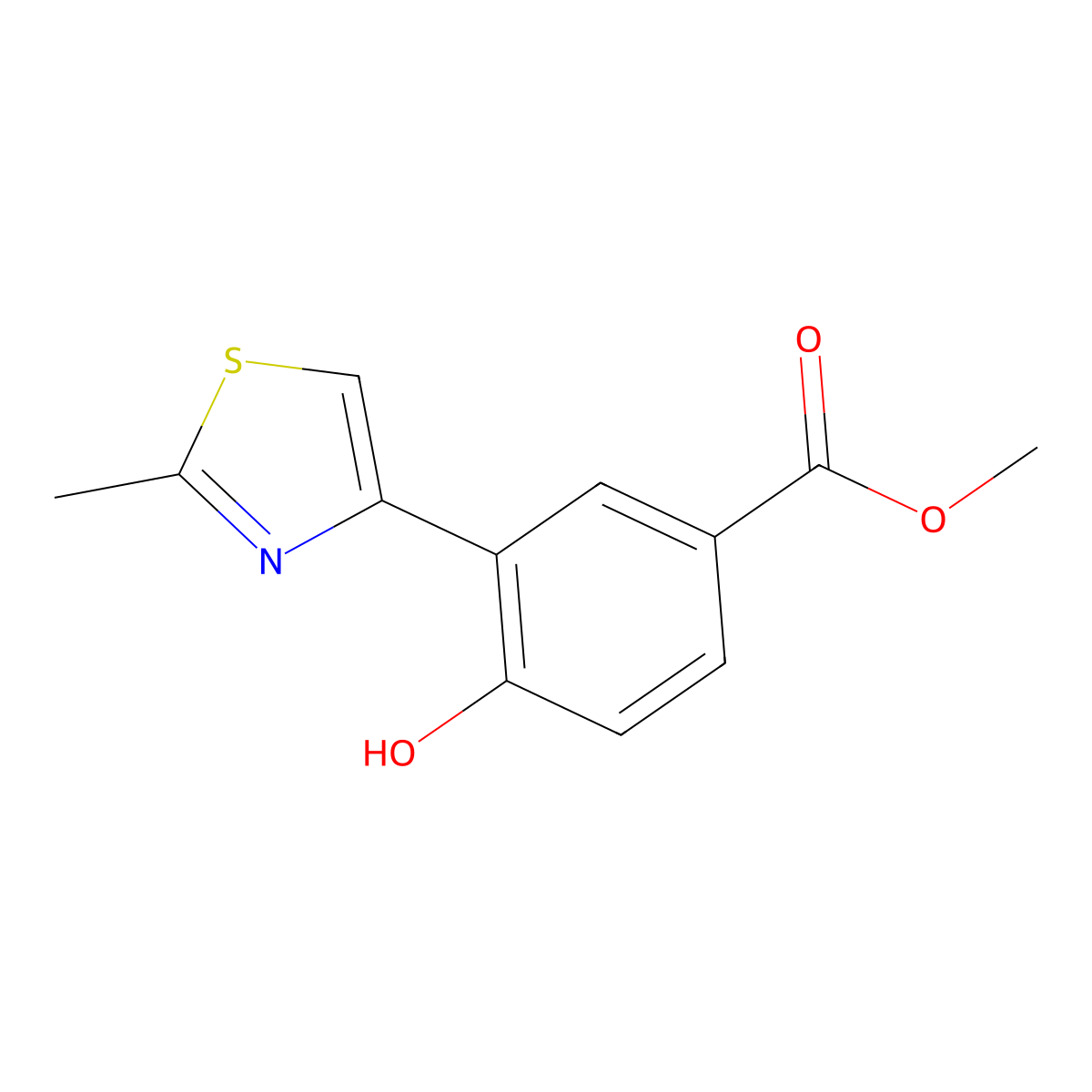 Methyl 4-hydroxy-3-(2-methylthiazol-4-yl)benzoate molecular structure, CAS 1387565-76-5