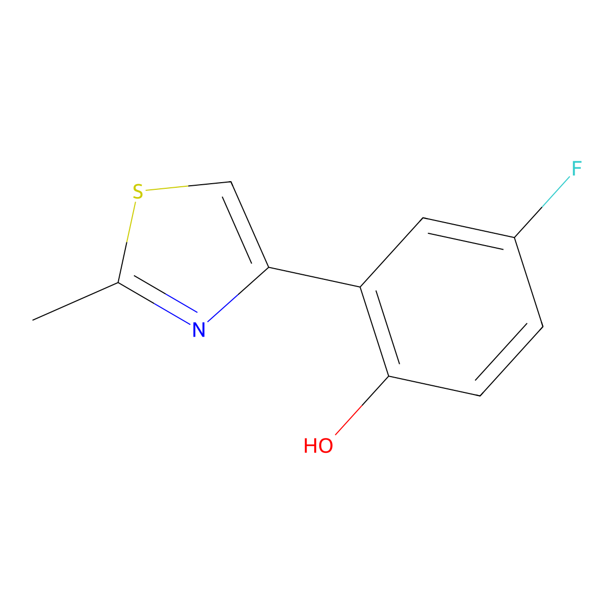 4-Fluoro-2-(2-methylthiazol-4-yl)phenol molecular structure, CAS 1387565-82-3