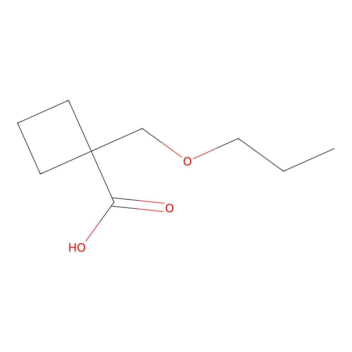 1-(Propoxymethyl)cyclobutane-1-carboxylic acid molecular structure, CAS 1387565-98-1