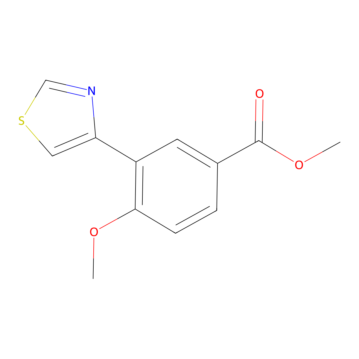 Methyl 4-methoxy-3-(thiazol-4-yl)benzoate molecular structure, CAS 1387566-17-7