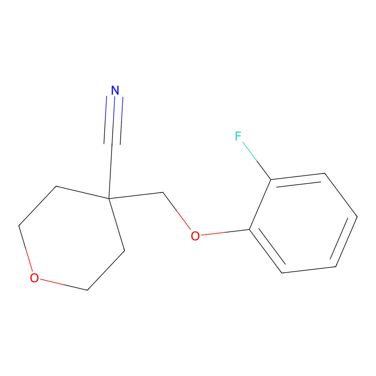 4-((2-Fluorophenoxy)methyl)tetrahydro-2H-pyran-4-carbonitrile molecular structure, CAS 1387573-78-5