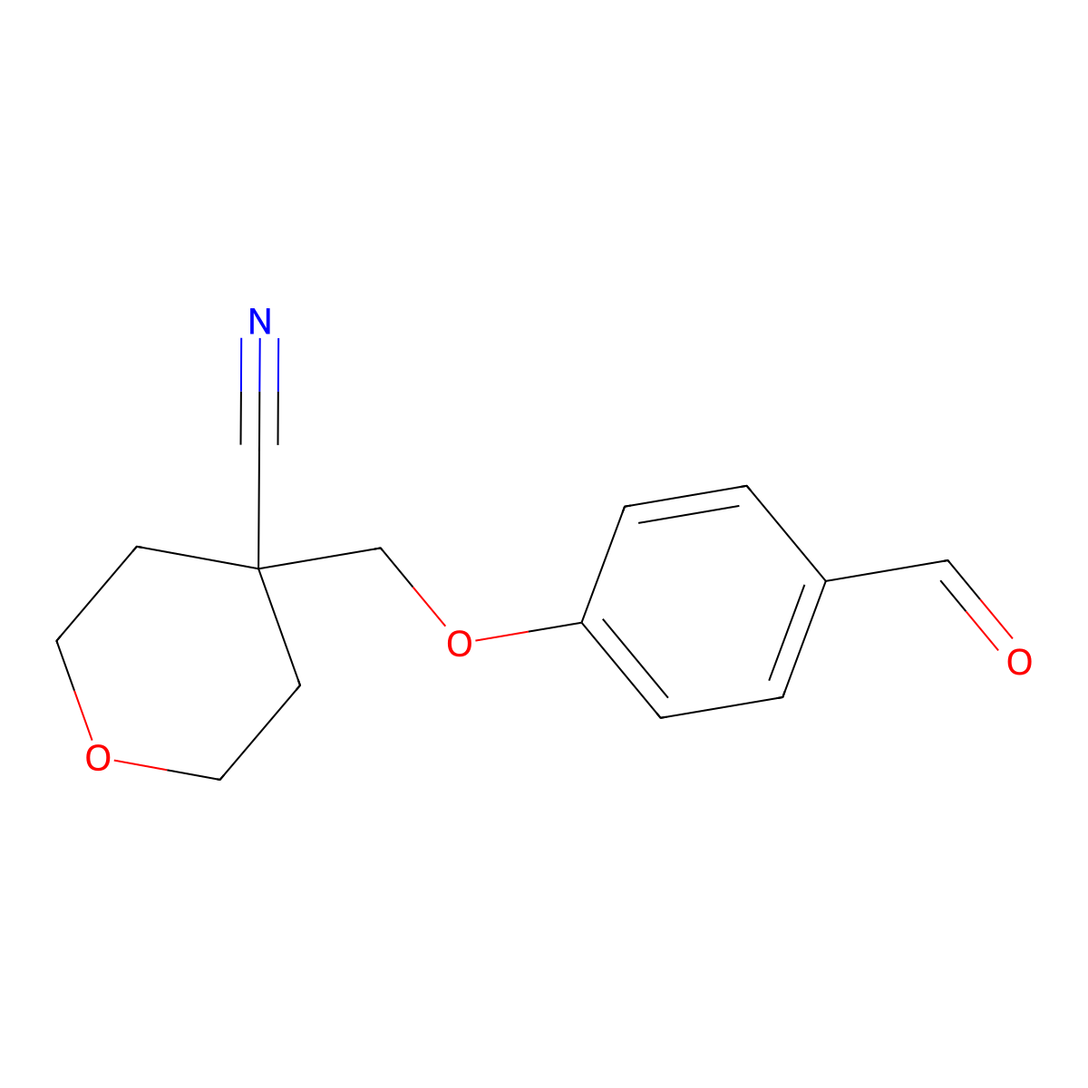 4-((4-Formylphenoxy)methyl)tetrahydro-2H-pyran-4-carbonitrile molecular structure, CAS 1387573-79-6