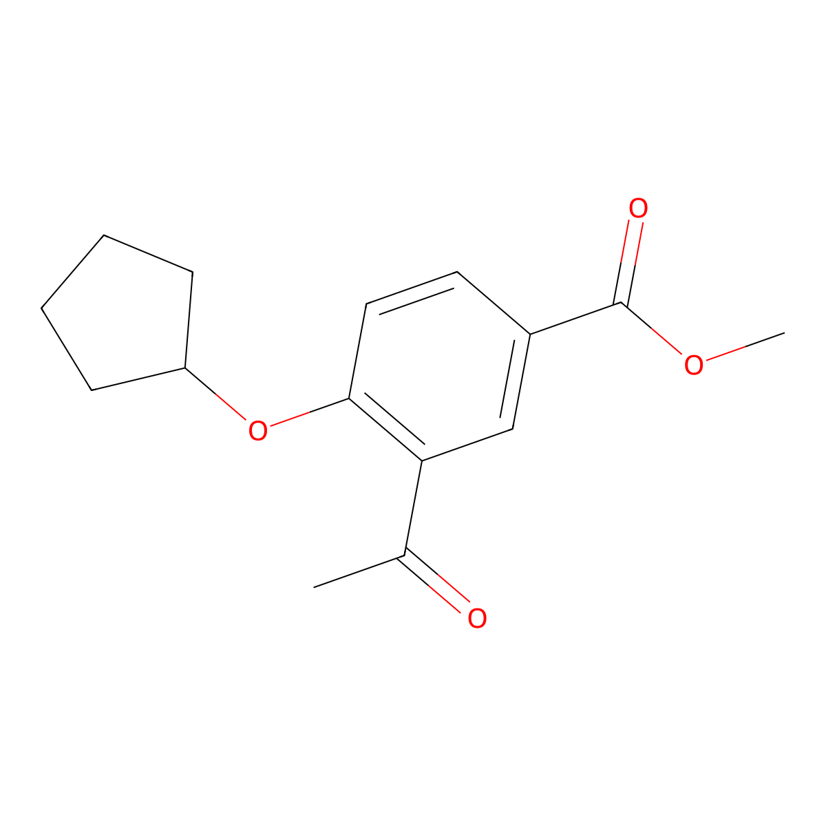 3-Acetyl-4-cyclopentyloxy-benzoic acid methyl ester molecular structure, CAS 1387573-88-7