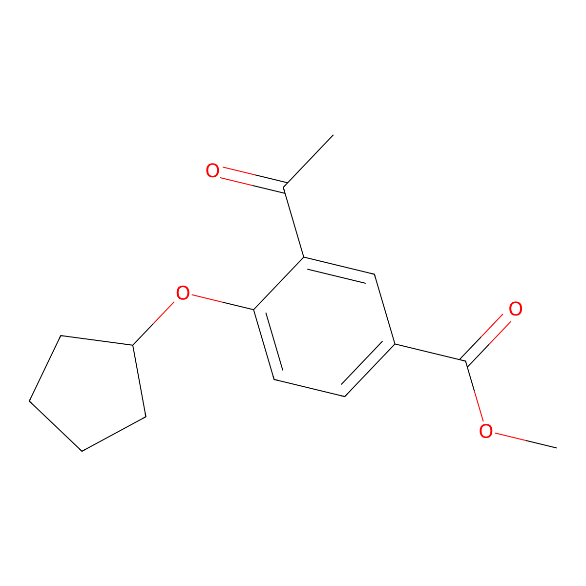 3-Acetyl-4-cyclopentyloxy-benzoic acid methyl ester molecular structure, CAS 1387573-88-7