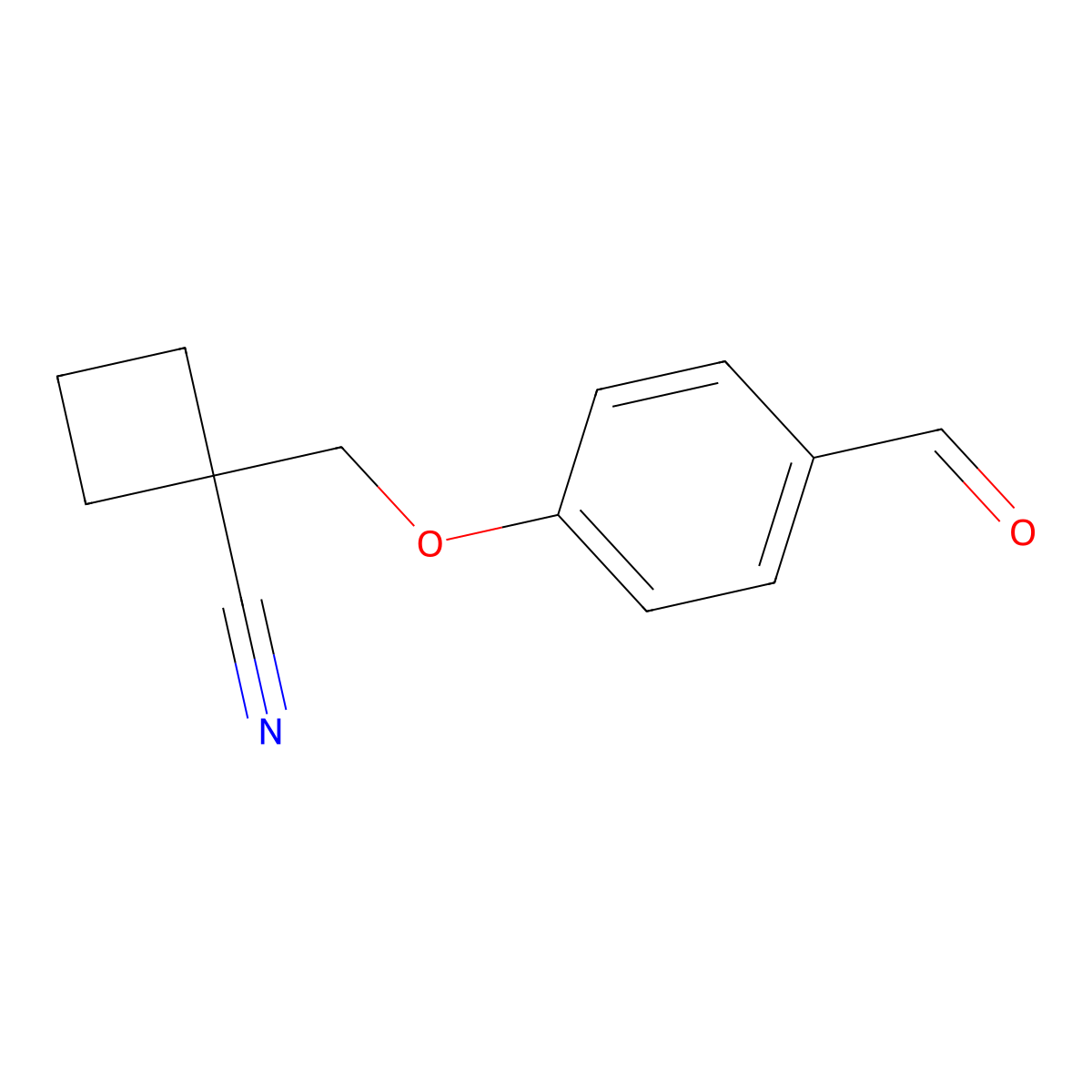 1-((4-Formylphenoxy)methyl)cyclobutanecarbonitrile molecular structure, CAS 1387573-90-1
