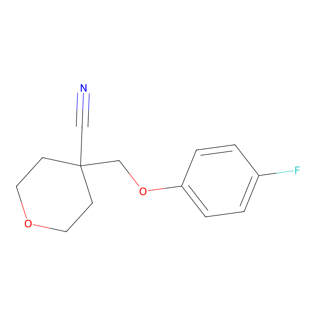 4-((4-Fluorophenoxy)methyl)tetrahydro-2H-pyran-4-carbonitrile molecular structure, CAS 1387574-11-9
