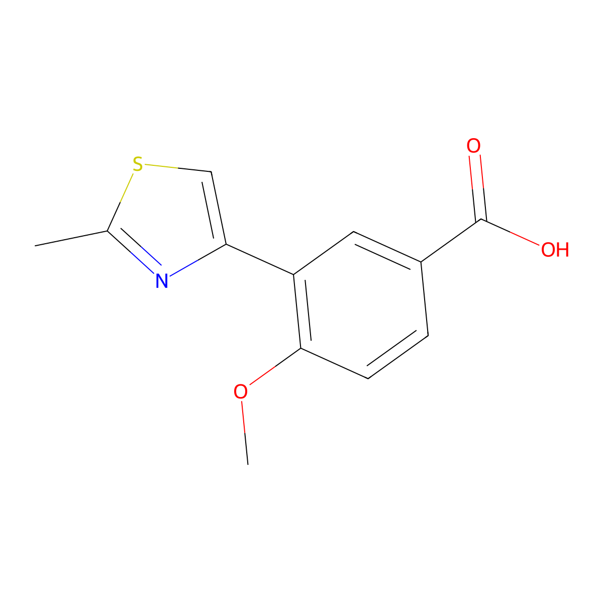 4-Methoxy-3-(2-methylthiazol-4-yl)benzoic acid molecular structure, CAS 1387575-89-4