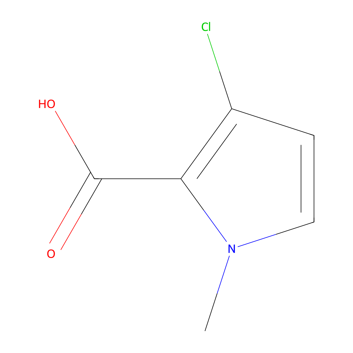 3-Chloro-1-methyl-1H-pyrrole-2-carboxylic acid molecular structure, CAS 1387578-52-0
