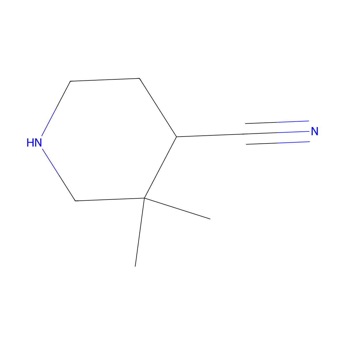 3,3-Dimethylpiperidine-4-carbonitrile molecular structure, CAS 1387619-79-5