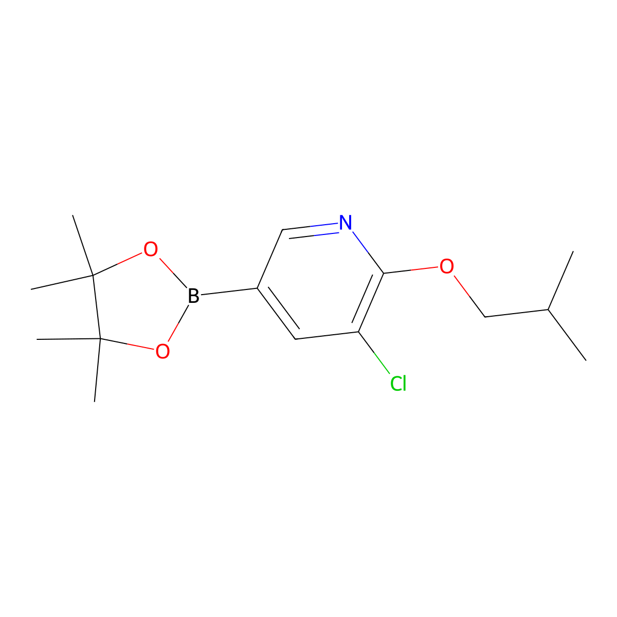 (5-Chloro-6-isobutoxypyridin-3-yl)boronic acid pinacol ester molecular structure, CAS 1387634-81-2