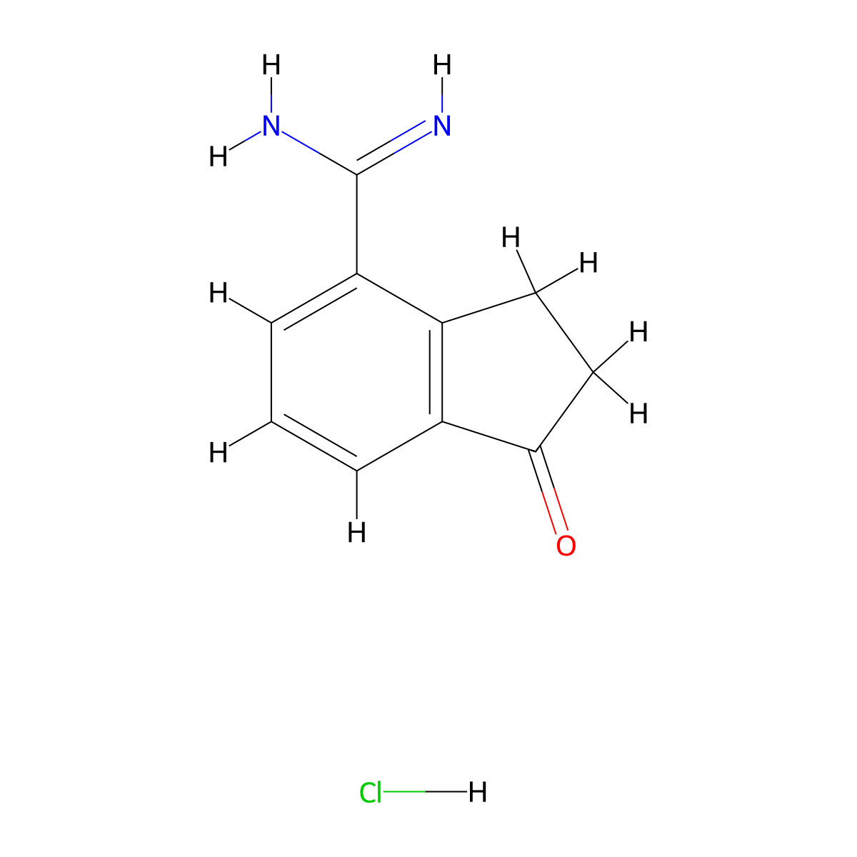 1-Oxo-2,3-dihydro-1H-indene-4-carboximidamide hydrochloride molecular structure, CAS 138764-19-9