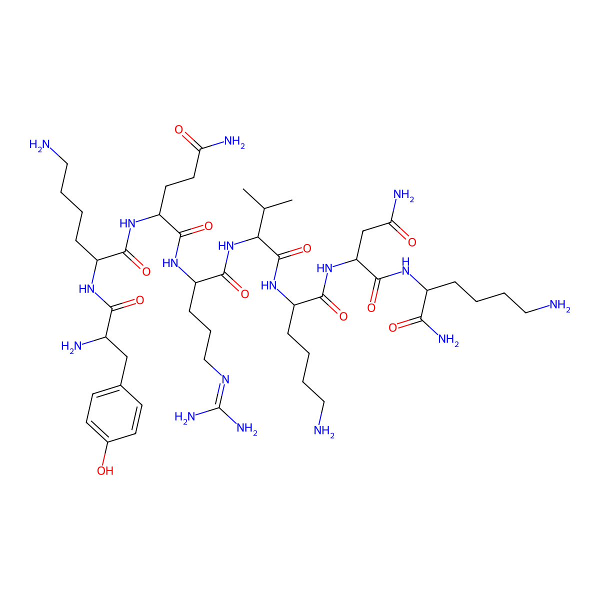 H-Tyr-lys-gln-arg-val-lys-asn-lys-NH2 molecular structure, CAS 138764-85-9