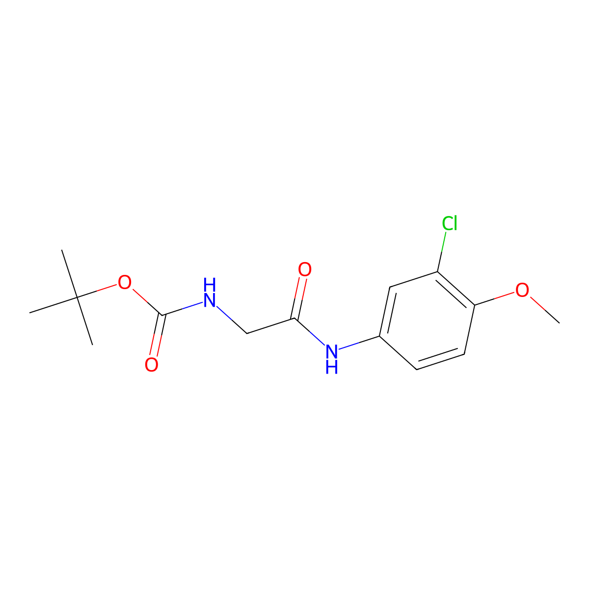 Carbamic acid, [2-[(3-chloro-4-methoxyphenyl)amino]-2-oxoethyl]-, 1,1-dimethylethyl ester molecular structure, CAS 1387675-20-8