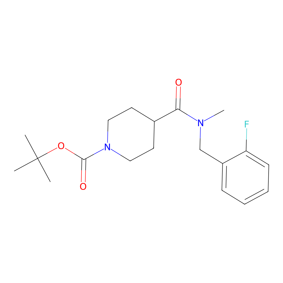 tert-Butyl 4-((2-fluorobenzyl)(methyl)carbamoyl)piperidine-1-carboxylate molecular structure, CAS 1387693-59-5
