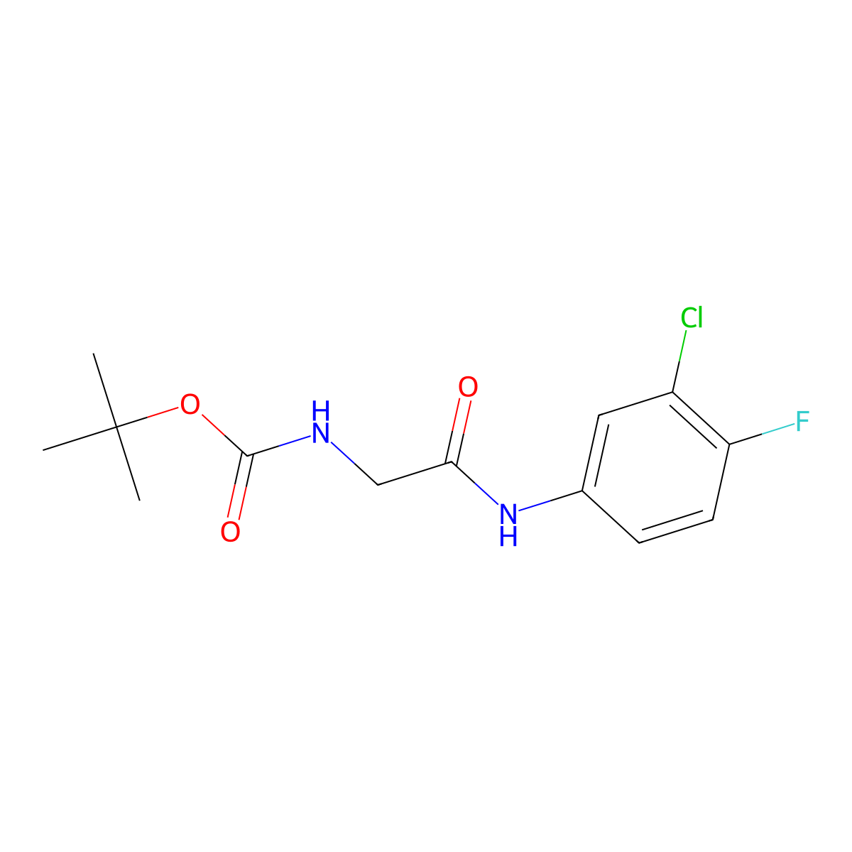 Carbamic acid, [2-[(3-chloro-4-fluorophenyl)amino]-2-oxoethyl]-, 1,1-dimethylethyl ester molecular structure, CAS 1387745-22-3