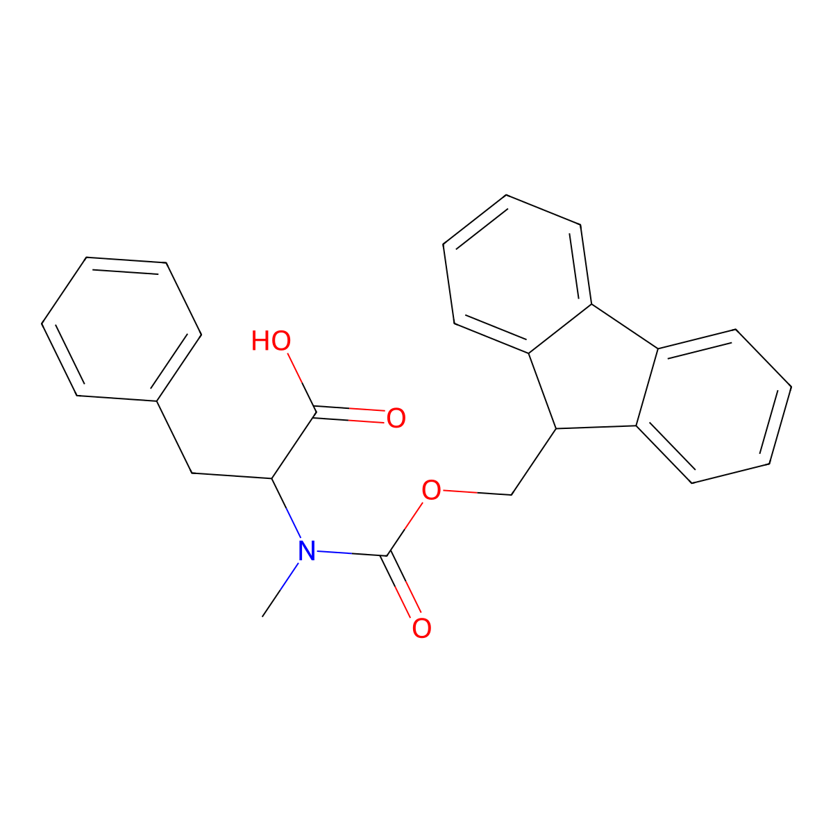 (2R)-2-({[(9H-fluoren-9-yl)methoxy]carbonyl}(methyl)amino)-3-phenylpropanoic acid molecular structure, CAS 138775-05-0