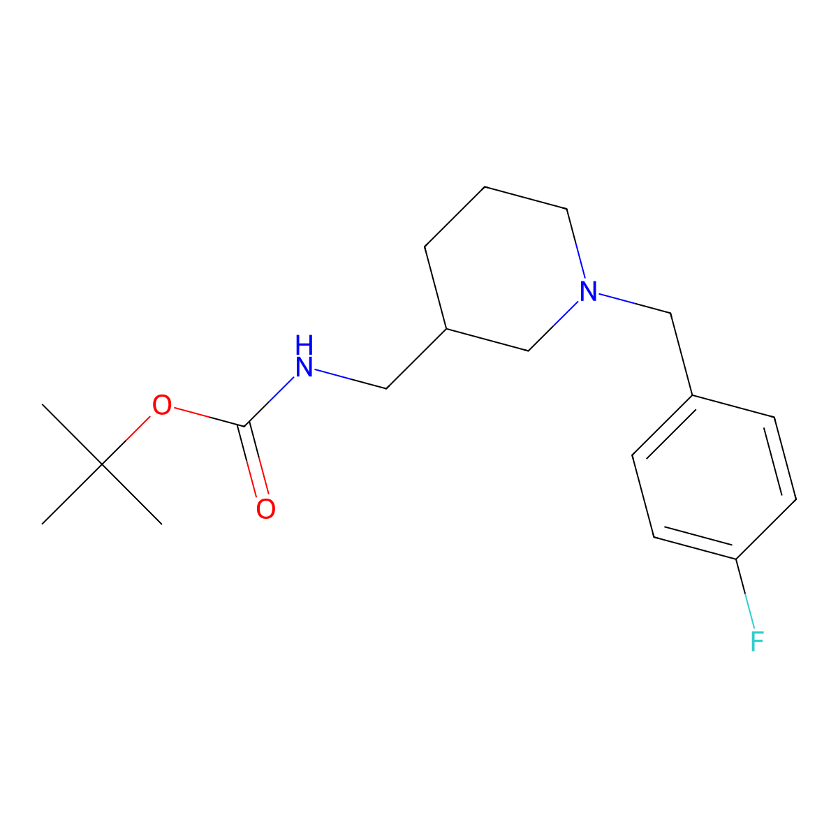Tert-butyl ((1-(4-fluorobenzyl)piperidin-3-yl)methyl)carbamate molecular structure, CAS 1387868-13-4