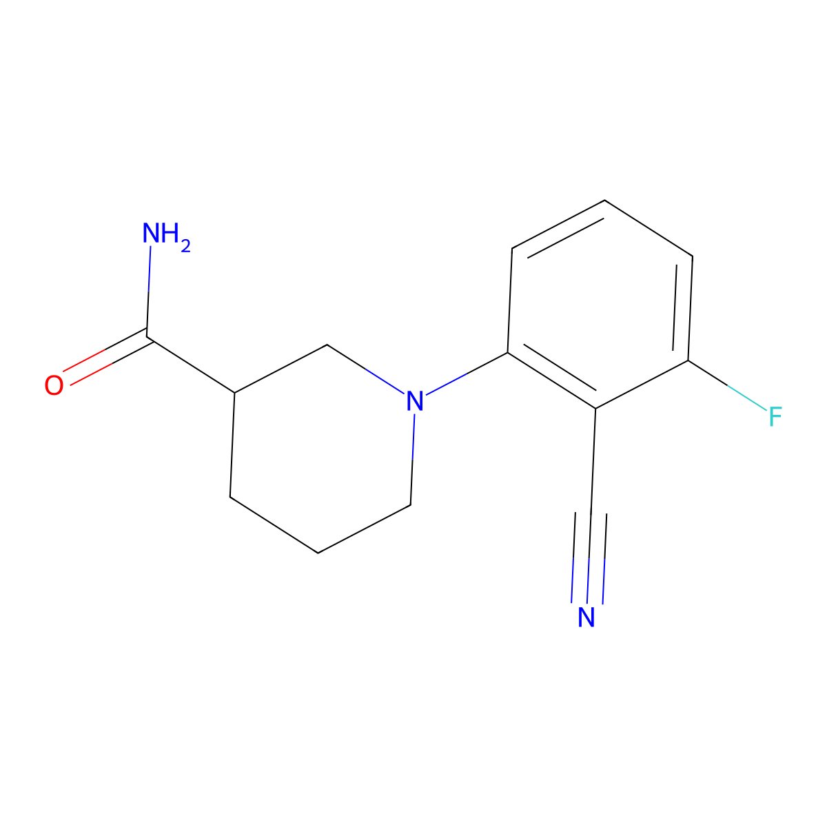 1-(2-Cyano-3-fluorophenyl)piperidine-3-carboxamide molecular structure, CAS 1387895-32-0