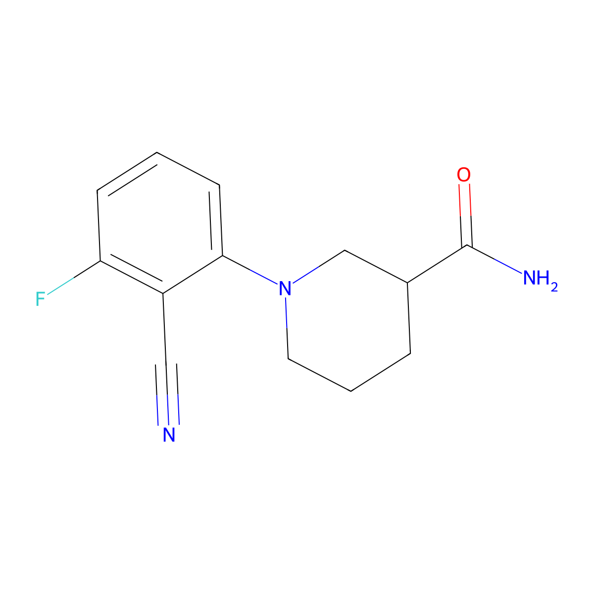 1-(2-Cyano-3-fluorophenyl)piperidine-3-carboxamide molecular structure, CAS 1387895-32-0