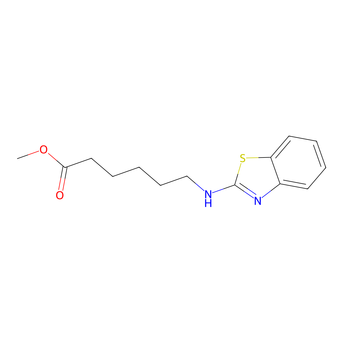 Methyl 6-[(1,3-benzothiazol-2-yl)amino]hexanoate molecular structure, CAS 1387895-64-8
