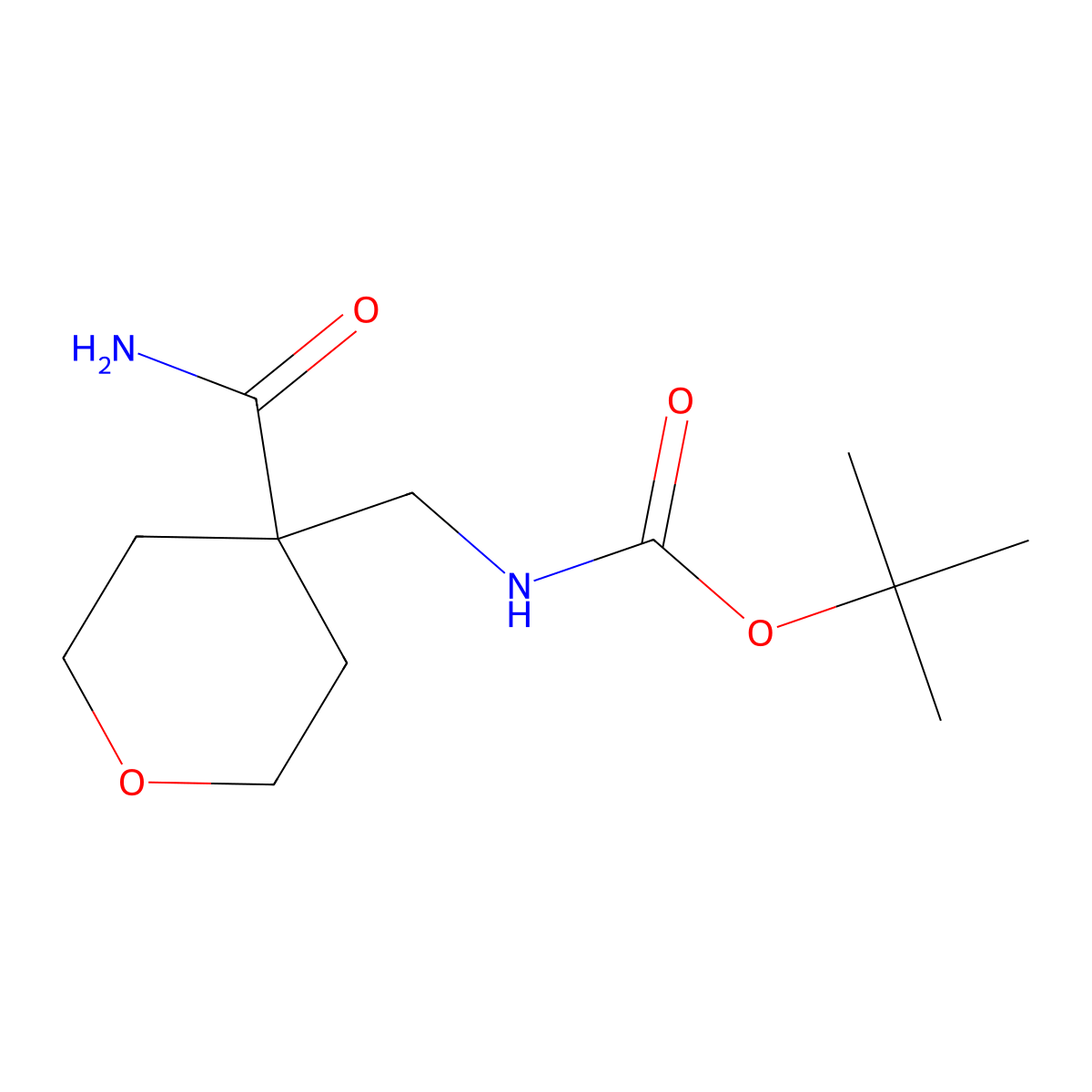 tert-butyl N-[(4-carbamoyloxan-4-yl)methyl]carbamate molecular structure, CAS 1387936-82-4
