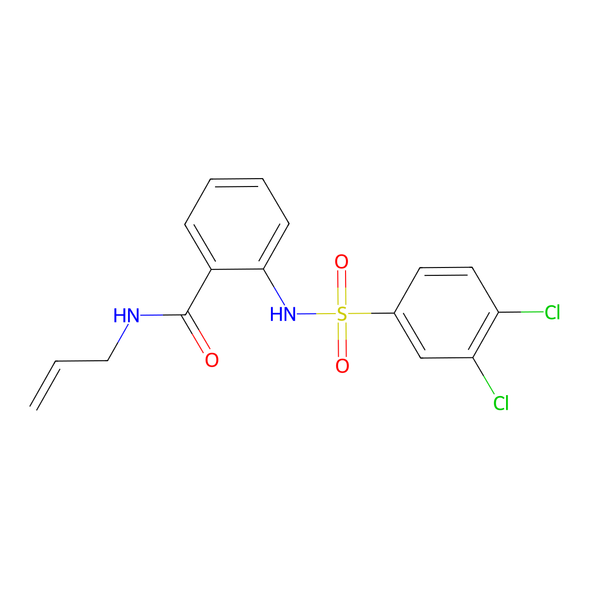 2-(3,4-dichlorobenzenesulfonamido)-N-(prop-2-en-1-yl)benzamide molecular structure, CAS 1387979-14-7