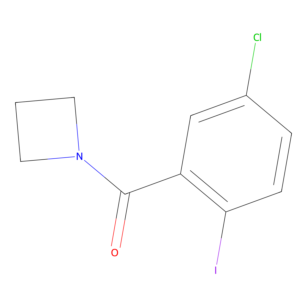 Azetidin-1-yl(5-chloro-2-iodophenyl)methanone molecular structure, CAS 1387993-04-5
