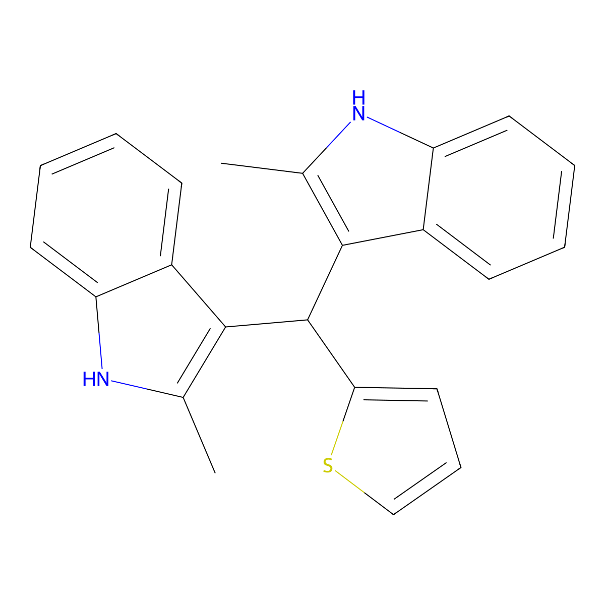 1H-Indole, 3,3'-(2-thienylmethylene)bis[2-methyl- molecular structure, CAS 138801-72-6