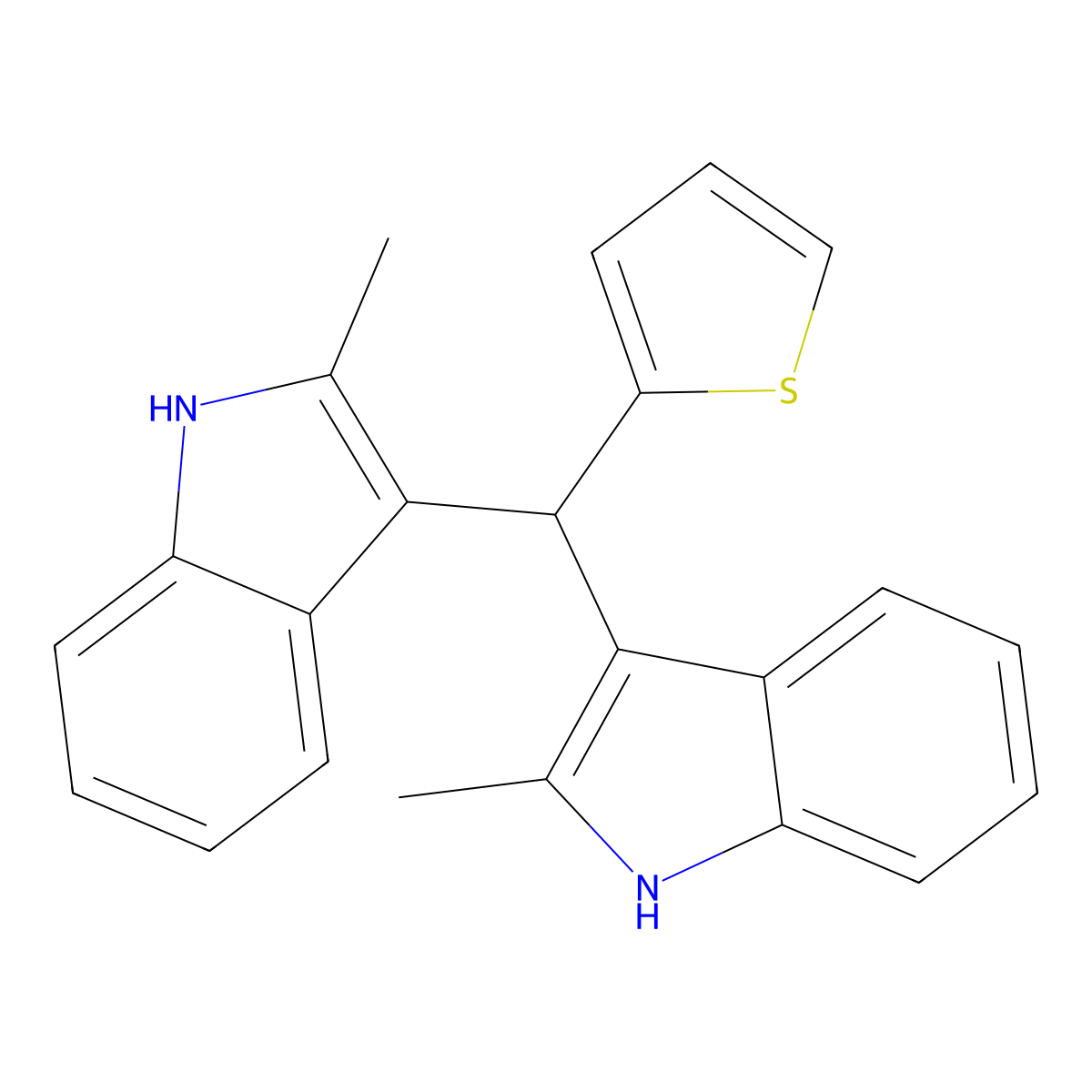 1H-Indole, 3,3'-(2-thienylmethylene)bis[2-methyl- molecular structure, CAS 138801-72-6