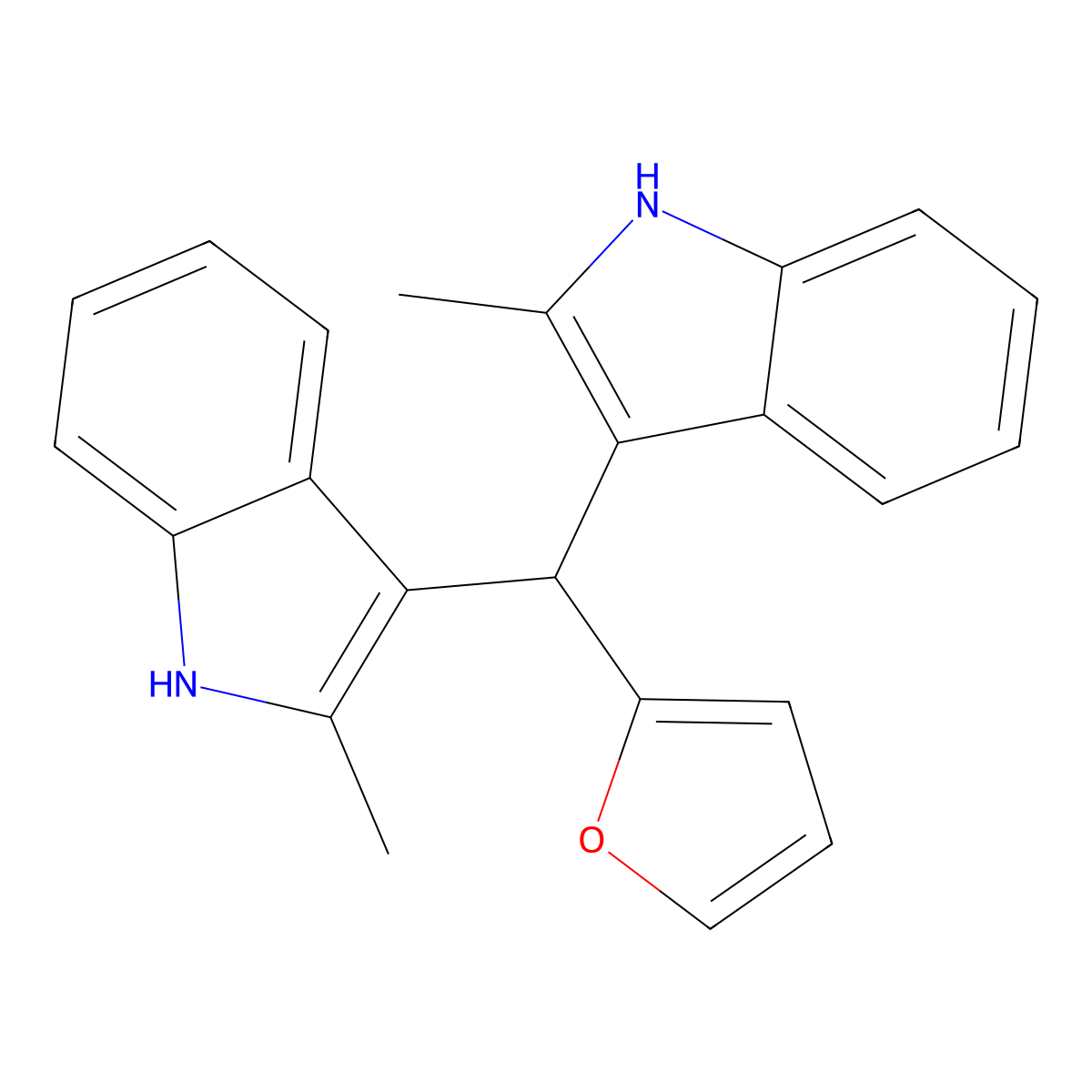 3-[(furan-2-yl)(2-methyl-1H-indol-3-yl)methyl]-2-methyl-1H-indole molecular structure, CAS 138801-74-8