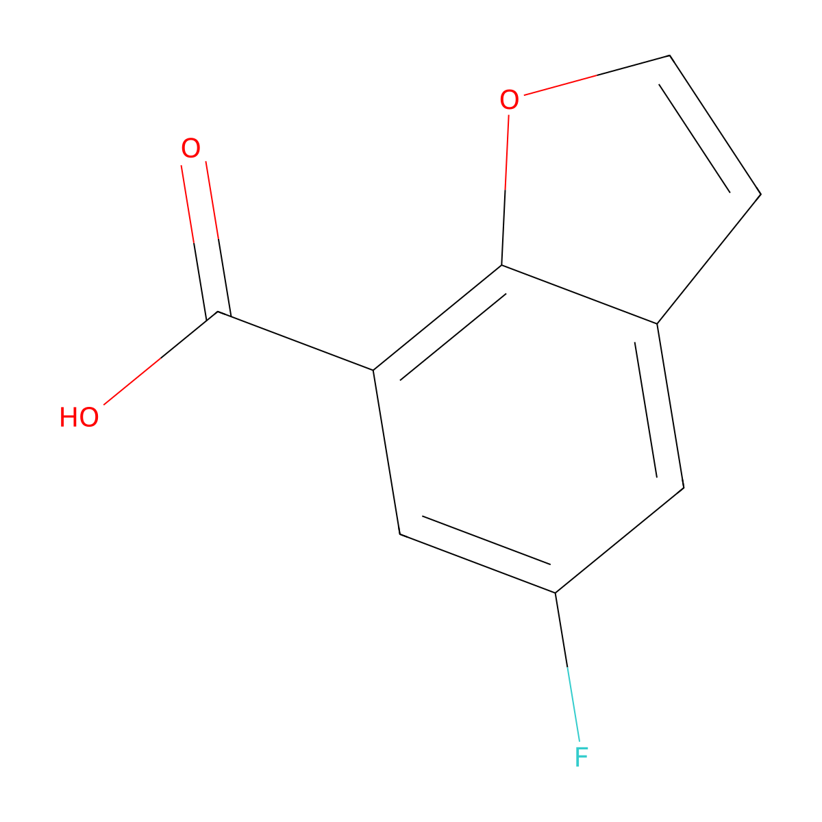 5-Fluoro-1-benzofuran-7-carboxylic acid molecular structure, CAS 1388021-03-1