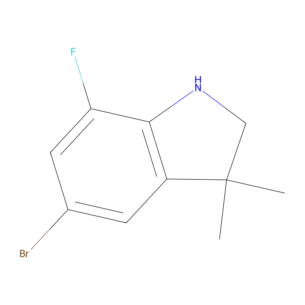 5-bromo-7-fluoro-3,3-dimethyl-2,3-dihydro-1H-indole molecular structure, CAS 1388022-54-5