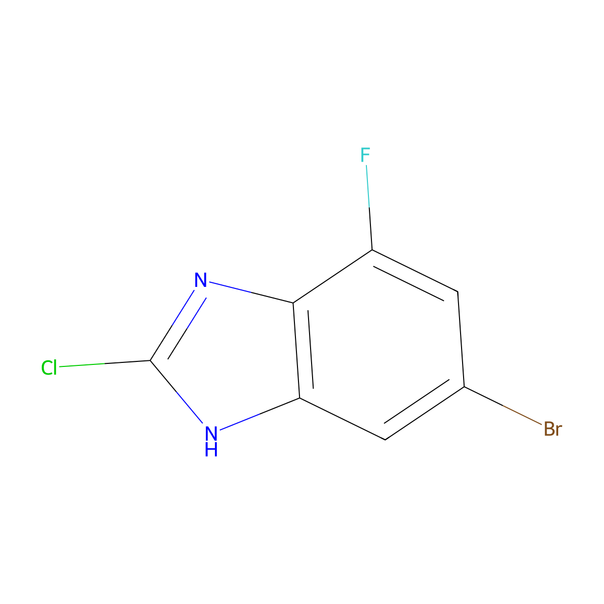 6-bromo-2-chloro-4-fluoro-1H-benzo[d]imidazole molecular structure, CAS 1388023-10-6