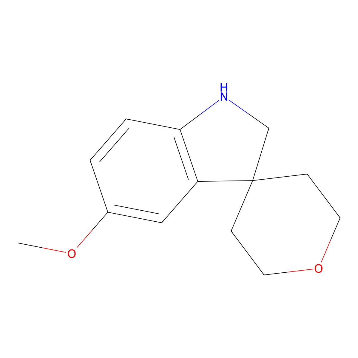5-Methoxy-1,2-dihydrospiro[indole-3,4'-oxane] molecular structure, CAS 1388023-46-8