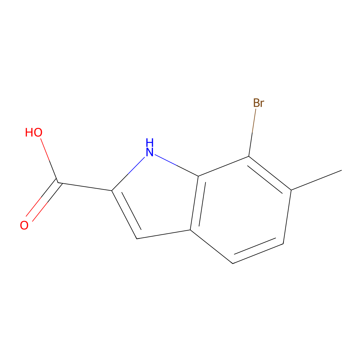 7-bromo-6-methyl-1H-indole-2-carboxylic acid molecular structure, CAS 1388023-70-8