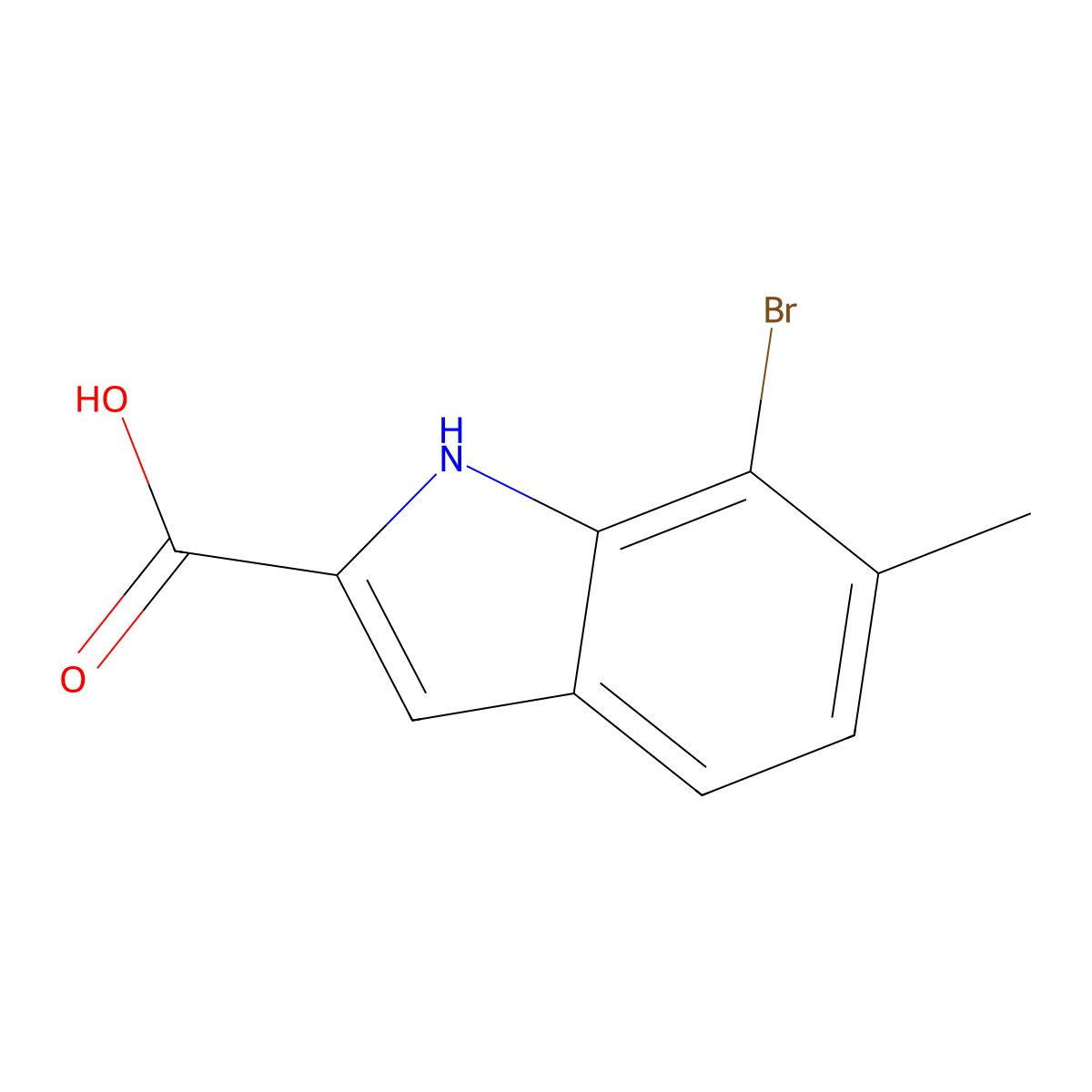 7-bromo-6-methyl-1H-indole-2-carboxylic acid molecular structure, CAS 1388023-70-8