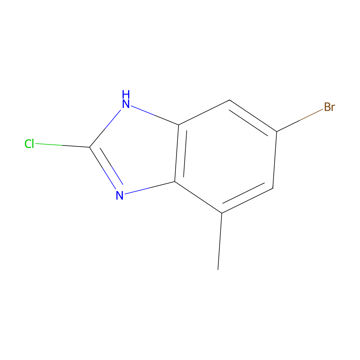 6-bromo-2-chloro-4-methyl-1H-1,3-benzodiazole molecular structure, CAS 1388023-85-5