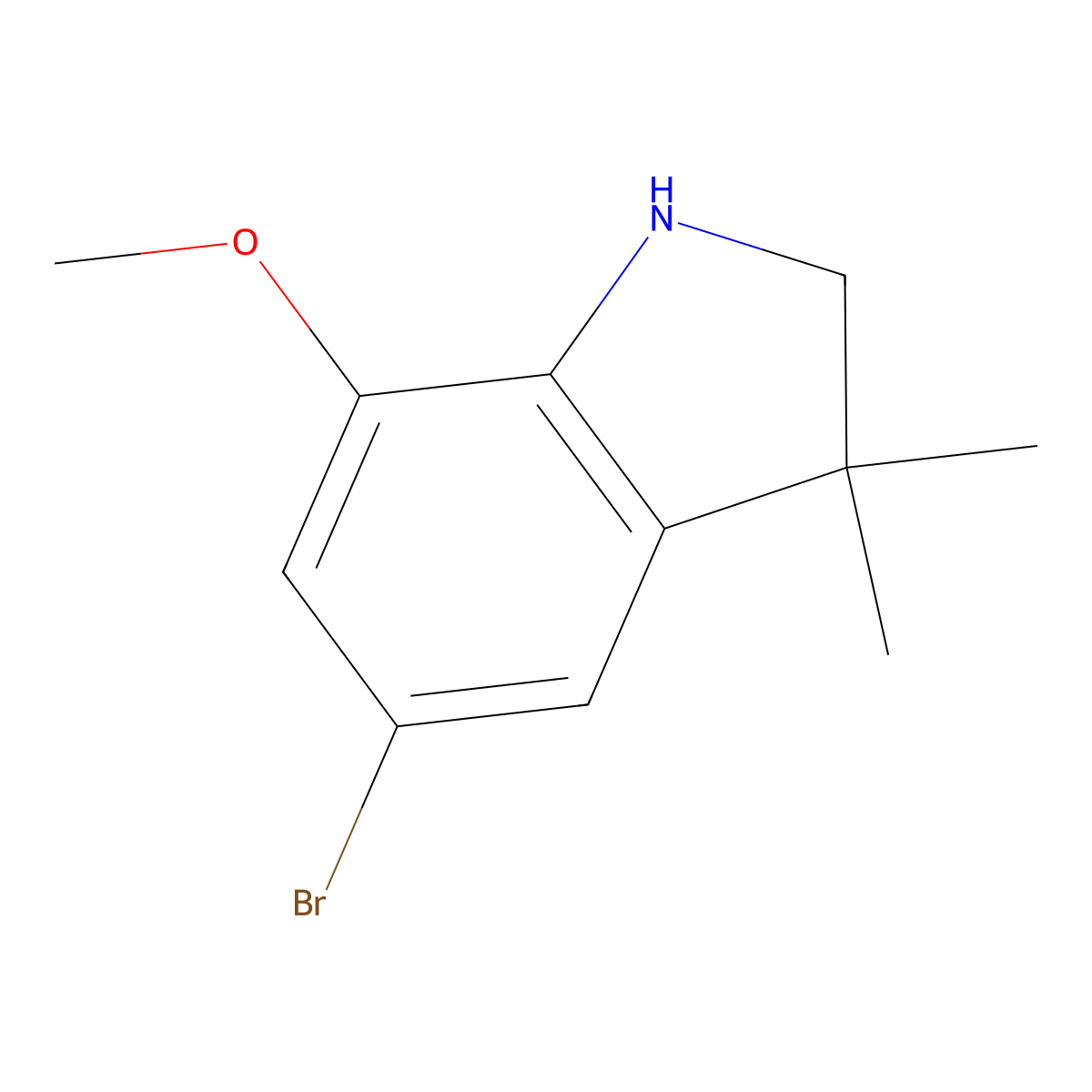 5-Bromo-7-methoxy-3,3-dimethyl-2,3-dihydro-1H-indole molecular structure, CAS 1388024-00-7