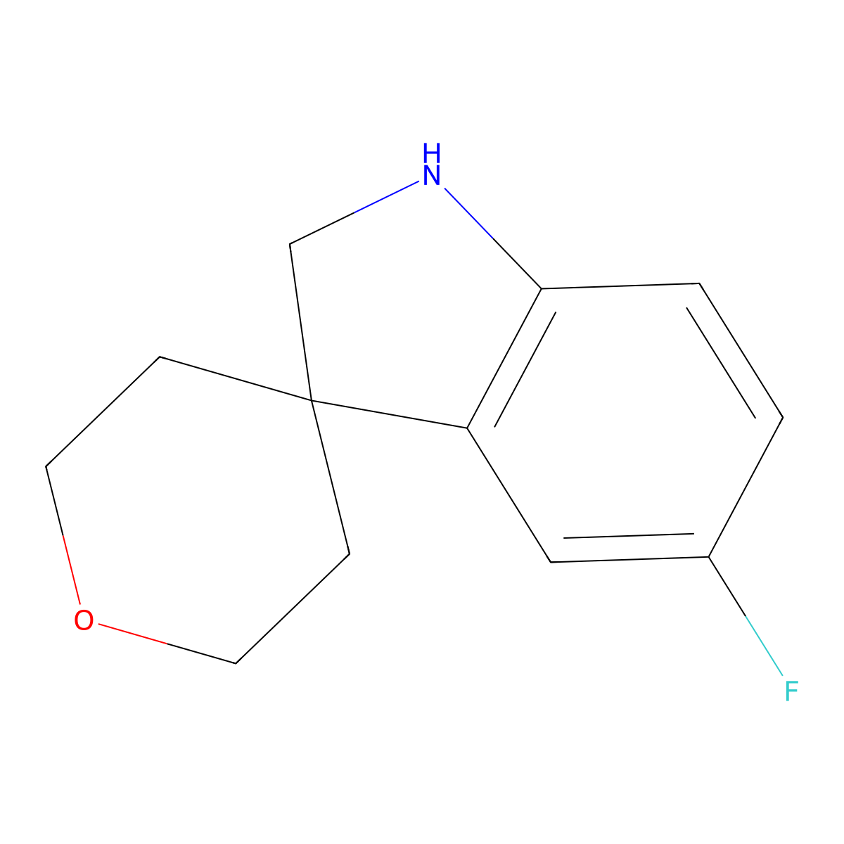 5-Fluoro-1,2-dihydrospiro[indole-3,4'-oxane] molecular structure, CAS 1388025-08-8