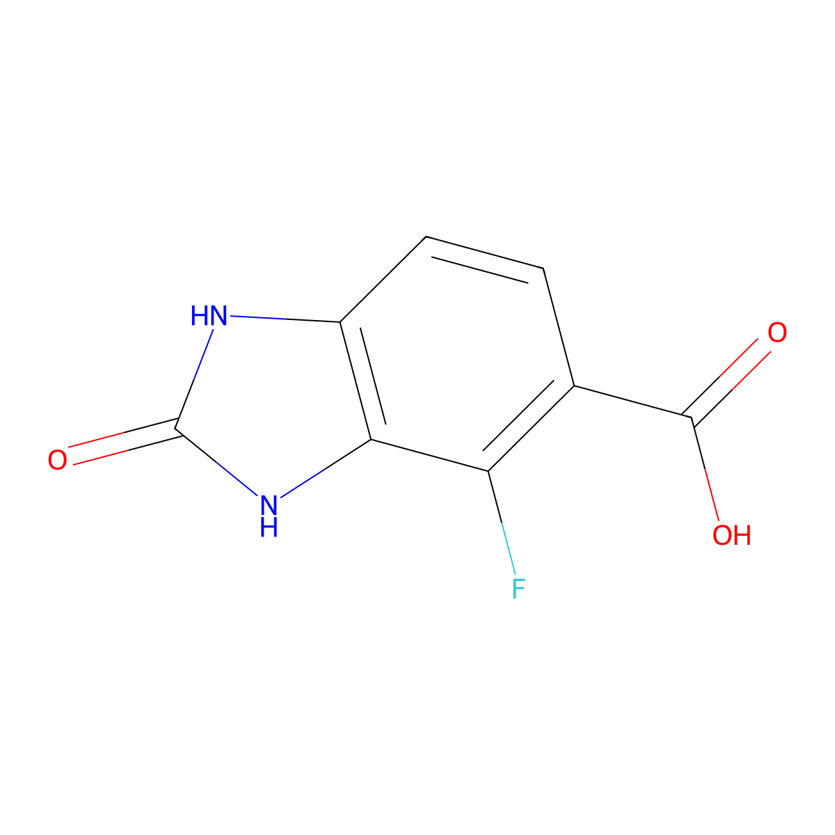 4-fluoro-2-oxo-2,3-dihydro-1H-1,3-benzodiazole-5-carboxylic acid molecular structure, CAS 1388027-19-7