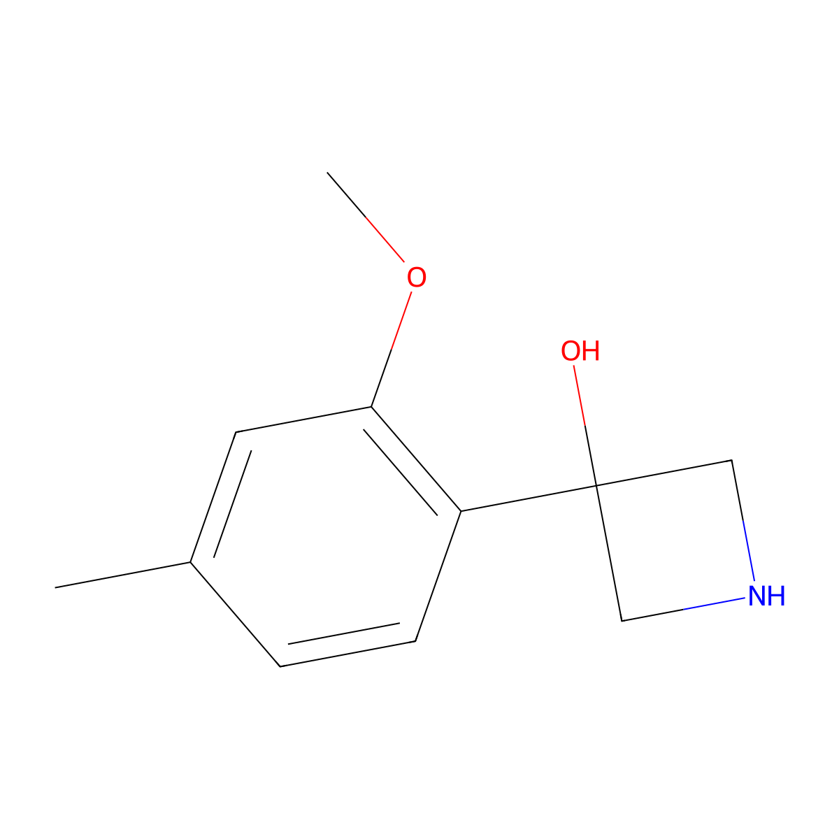 3-(2-Methoxy-4-methylphenyl)azetidin-3-ol molecular structure, CAS 1388028-46-3