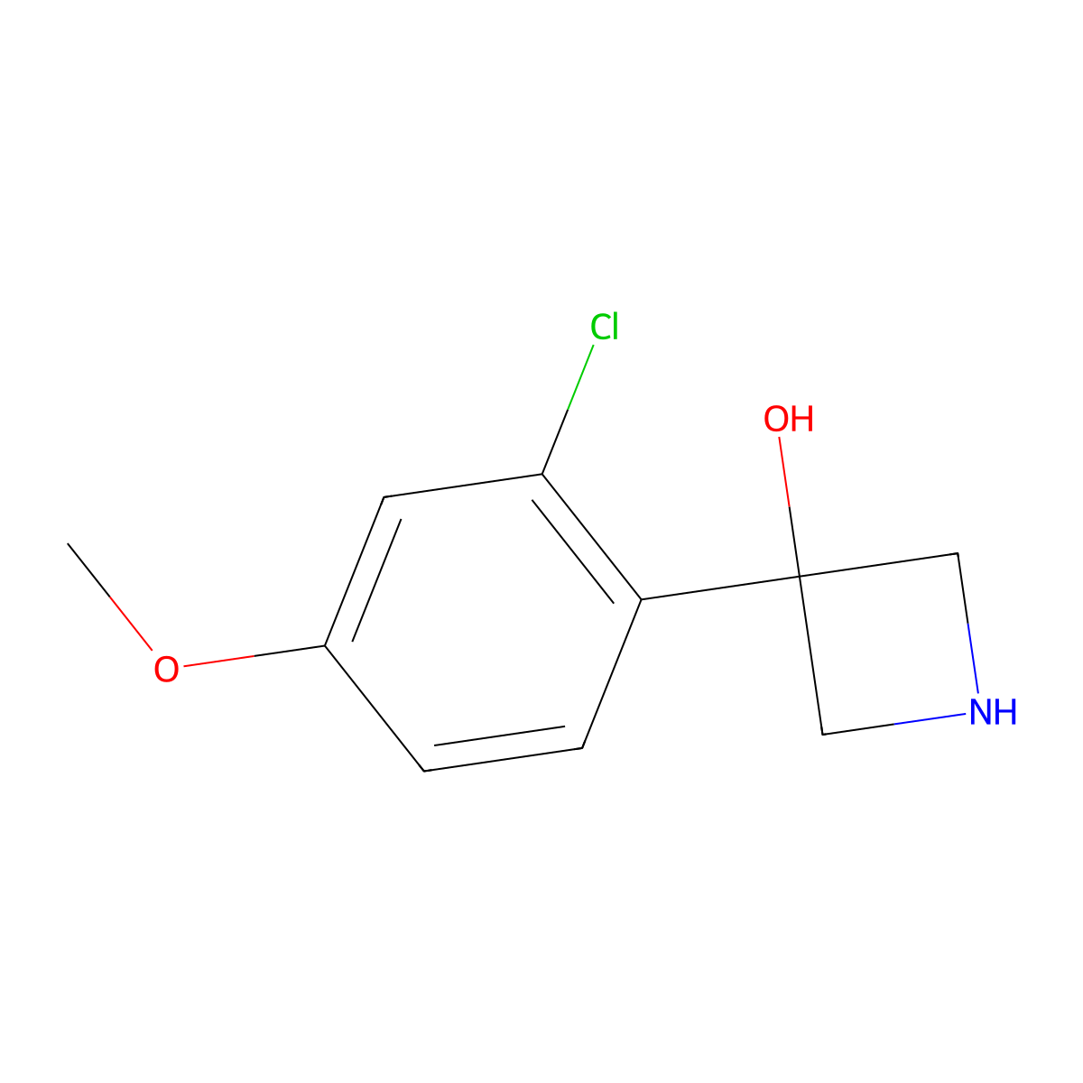 3-(2-Chloro-4-methoxyphenyl)azetidin-3-ol molecular structure, CAS 1388028-65-6