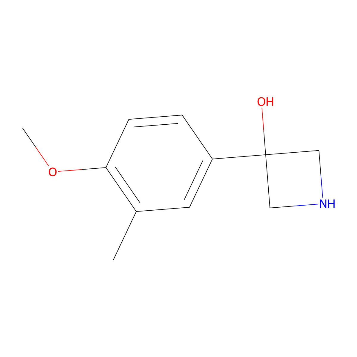 3-(4-Methoxy-3-methylphenyl)azetidin-3-ol molecular structure, CAS 1388028-73-6