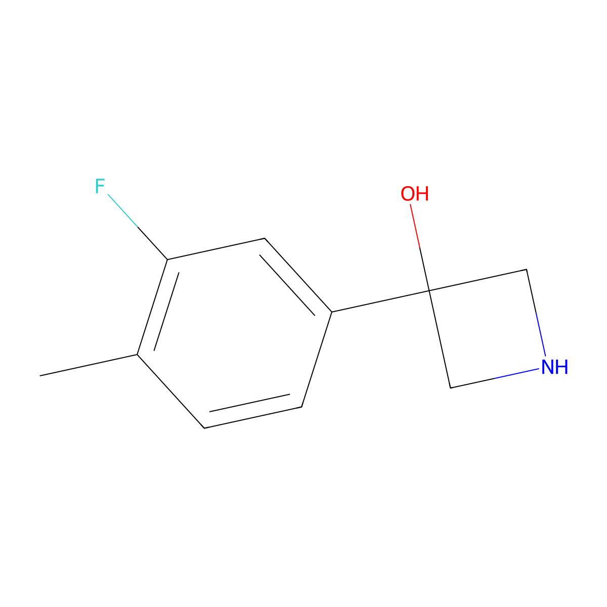3-(3-Fluoro-4-methylphenyl)azetidin-3-ol molecular structure, CAS 1388028-81-6
