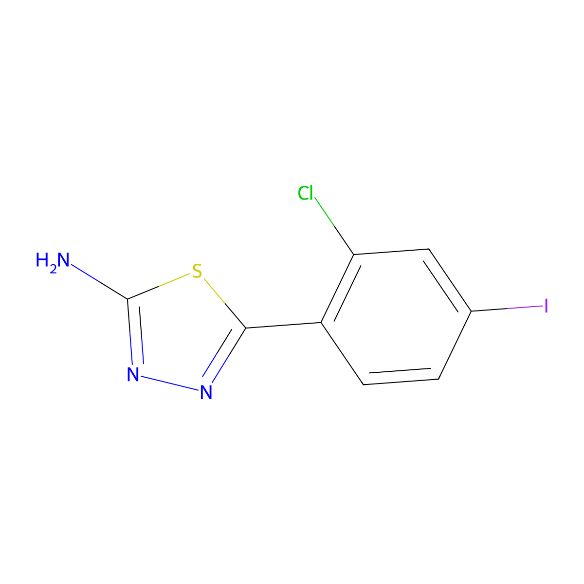 5-(2-Chloro-4-iodophenyl)-1,3,4-thiadiazol-2-amine molecular structure, CAS 1388028-93-0