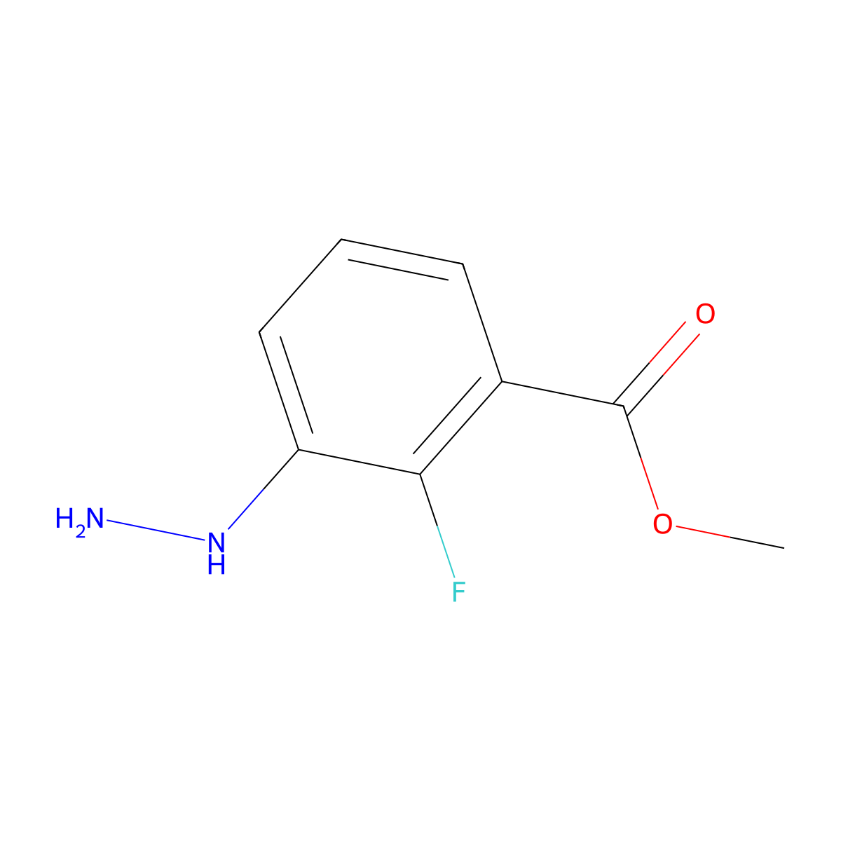 Methyl 2-fluoro-3-hydrazinylbenzoate molecular structure, CAS 1388029-04-6