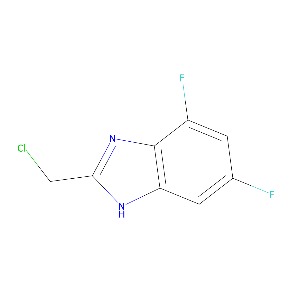 2-(chloromethyl)-5,7-difluoro-1H-1,3-benzodiazole molecular structure, CAS 1388029-43-3