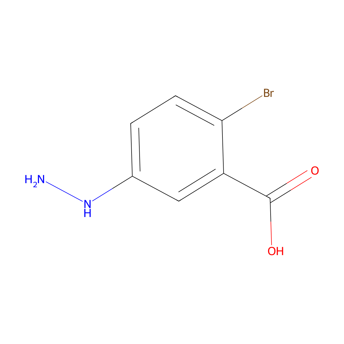 2-Bromo-5-hydrazinylbenzoic acid molecular structure, CAS 1388029-54-6