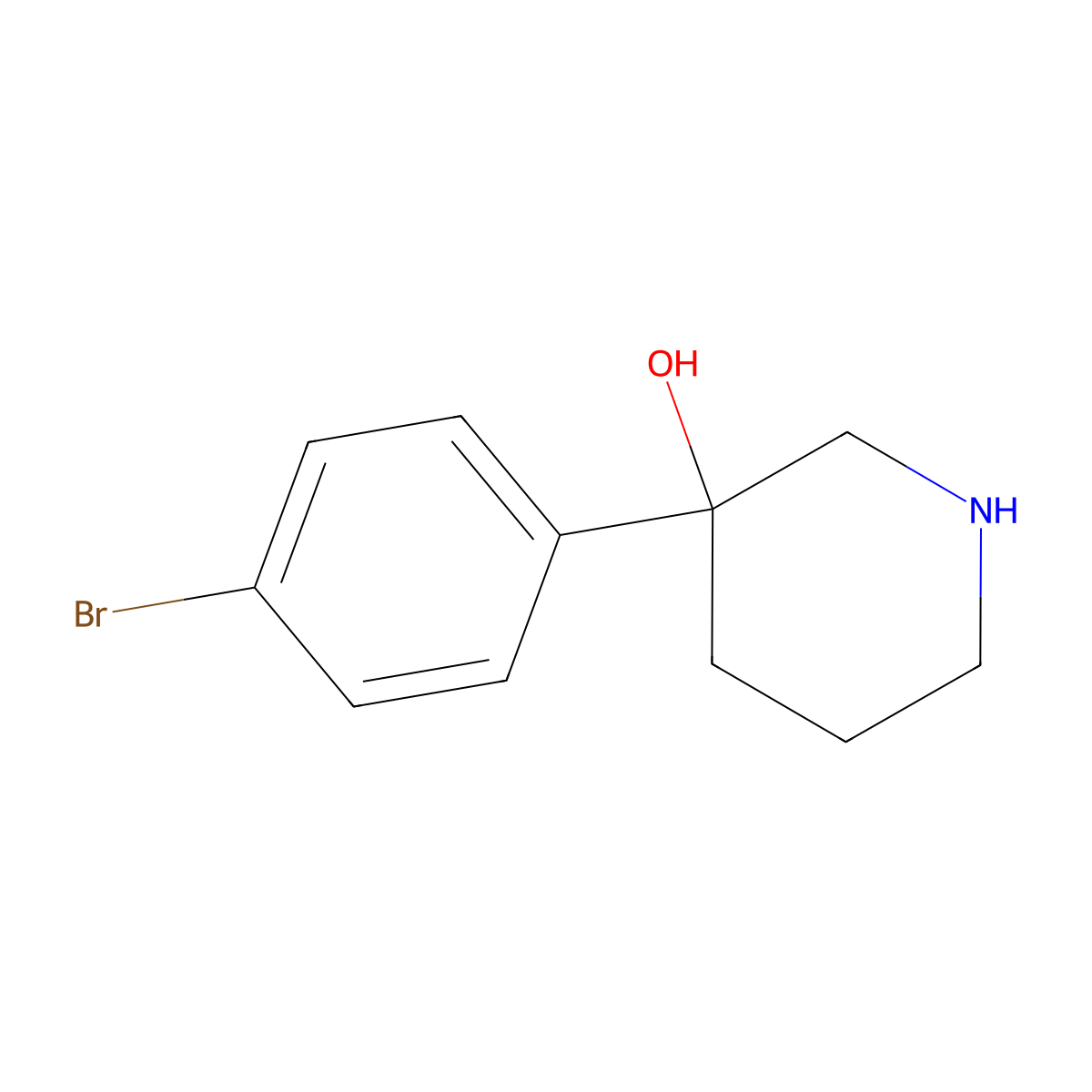 3-(4-Bromophenyl)piperidin-3-ol molecular structure, CAS 1388030-50-9